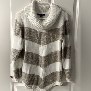 Apt. 9 Women's Cowl Neck Sweater - Cream and Brown
